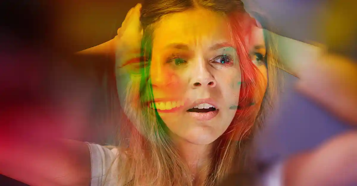 Stressed individual with blurred colors symbolizing problematic patterns of behaviour in personality disorder